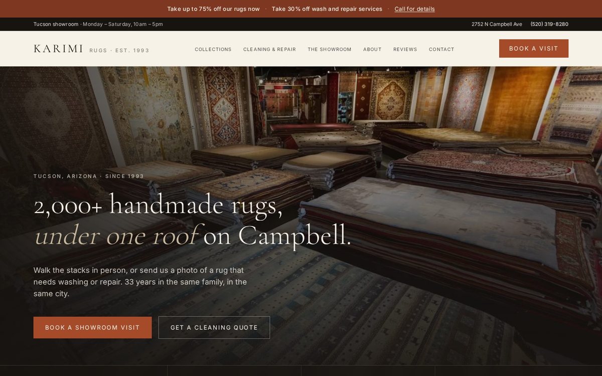Karimi Rugs website