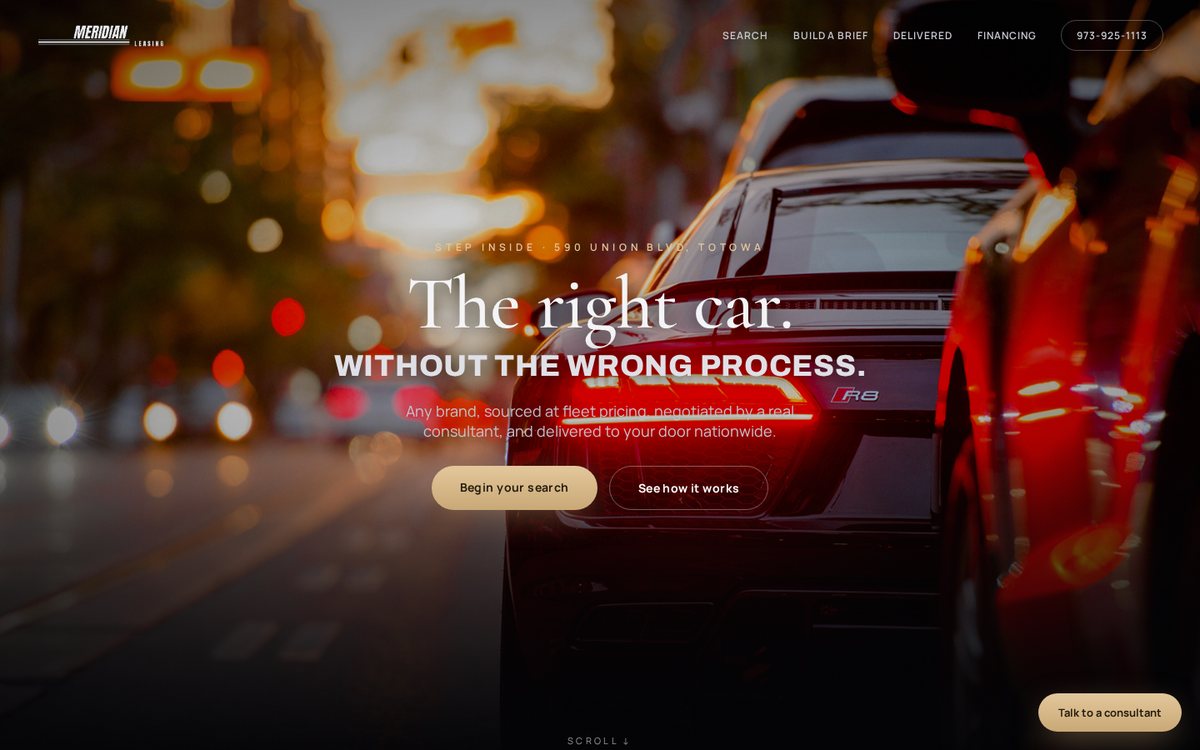Meridian Leasing website